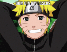 a cartoon character with the words bom dia gavassers written above him