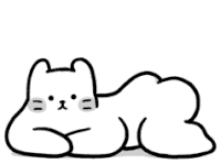 a black and white drawing of a cat laying down on the ground .