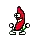 a pixel art drawing of a blue banana sitting on top of a green plant .
