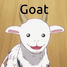 a cartoon goat with horns and the word goat above it