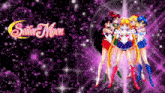 a group of sailor moon characters are standing together