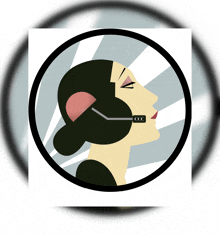 an illustration of a woman wearing a headset that says ccc on it