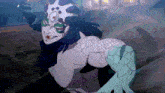a cartoon drawing of a monster with a snake like body