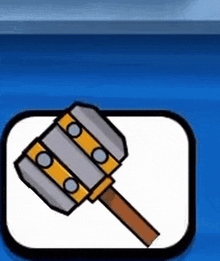 a cartoon illustration of a hammer with a wooden handle .