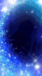a blue background with snowflakes and stars