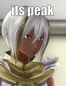 a cartoon character with the words " its peak " written on it