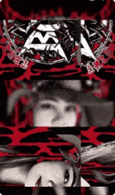a woman 's face is shown in a collage of images with the letter m on it