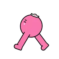 a pink cartoon character has a crown on its head