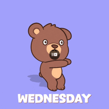 a cartoon of a teddy bear dancing with the words wednesday below it