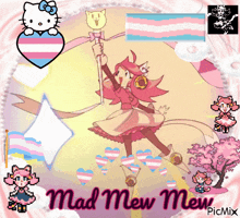 a picture of a girl with the words mad mew mew written on the bottom