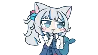 a cartoon drawing of a girl with cat ears and a shark tail