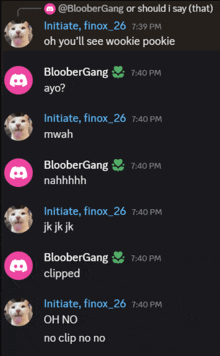 a screenshot of a discord conversation between bloober gang and finox_26
