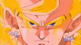 a close up of a cartoon character 's face with lightning coming out of it .