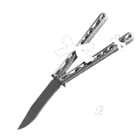 a silver butterfly knife with a broken handle
