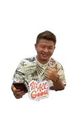 a man is giving a thumbs up with the words it 's all good behind him