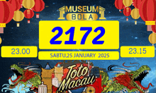 a poster for museum bola toto macau shows a dragon