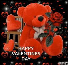 Happy Valentines Day Teddy Bear GIF - Happy Valentines Day Teddy Bear Sparkles GIFs