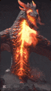 a picture of a dragon with flames coming out of it