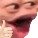 a close up of a person giving a thumbs up sign .