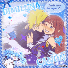 a picture of dimiluna and canon that says i could never love anyone else by picmix