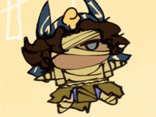 a drawing of a mummy with a bandage around his head