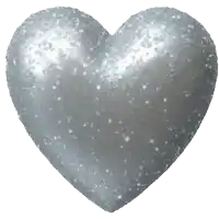 a silver heart with sparkles on it is on a white background