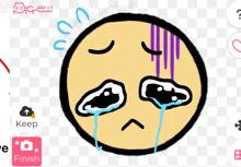 a drawing of a face with tears coming out of it