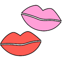 a pink and a red lip with a white line