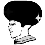 a black and white drawing of a man 's head with an afro .