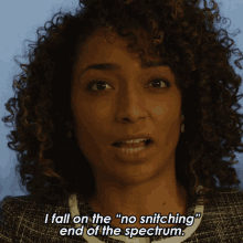 I Fall On The No Snitching End Of The Spectrum Leah Davis GIF - I Fall On The No Snitching End Of The Spectrum Leah Davis The Good Fight GIFs