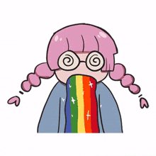 girl glasses pink woman rainbow
