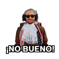 a man in a costume says no bueno in spanish