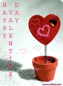 Happy Valentines Day Red Heart GIF - Happy Valentines Day Red Heart Plant Pot GIFs