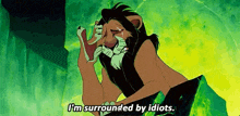 scar from the lion king is sitting on a rock and crying .