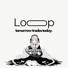 a logo for loop tomorrow trades today with a girl in a maid outfit