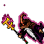 a pixel art drawing of a man holding a sword and a sword .