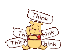 Pooh Cute Sticker - Pooh Cute Thinking Stickers