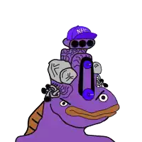 a cartoon character wearing a purple npc hat