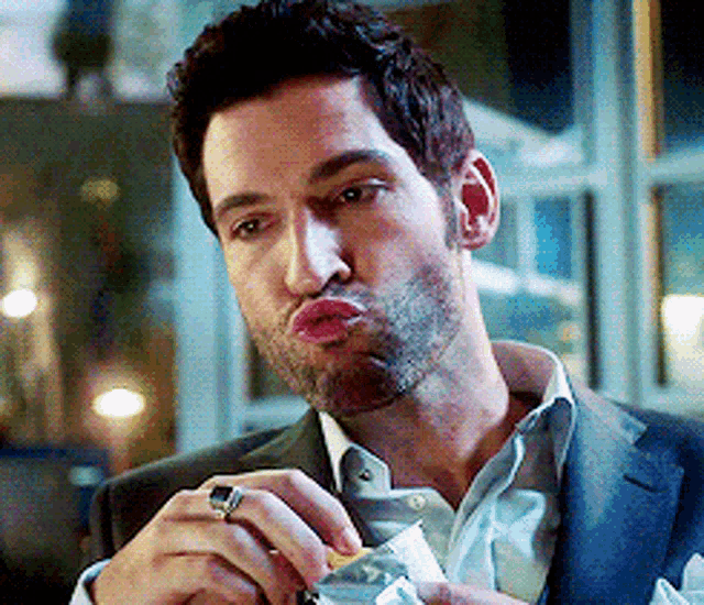 Pouting Lucifer Morningstar GIF - Pouting Lucifer Morningstar Chips GIFs