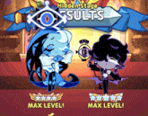 two cartoon characters are standing next to each other under a banner that says " hidden stage results "