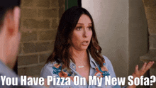 911 Show Maddie Buckley GIF - 911 Show Maddie Buckley You Have Pizza On My New Sofa GIFs