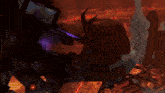 a painting of a robot with a purple light coming out of it 's mouth