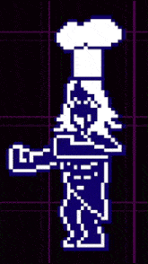 a pixel art of a person with a chef 's hat on their head