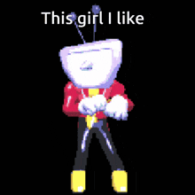 a pixel art of a person with a head that says this girl i like on it