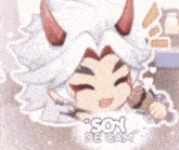 a close up of a cartoon character with the words soy de cam written on the bottom