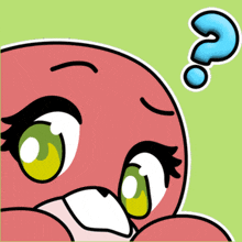 a cartoon character with a question mark above it