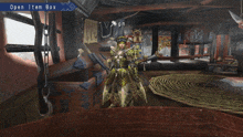 a screenshot of a video game that says open item box on it