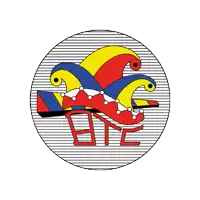 a drawing of a jester 's hat with the letters bte on it