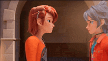 a boy and a girl are looking at each other in a cartoon