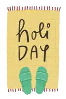 a yellow checkered towel with the words holiday written on it